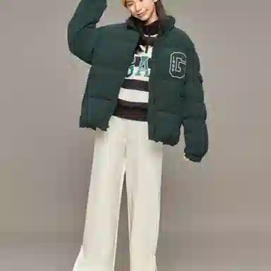 GAP Letter Print Hoodie Down Jacket Unisex