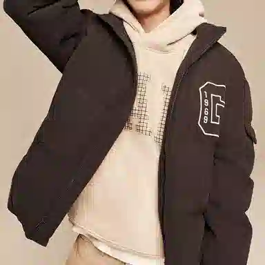 GAP Letter Print Hoodie Down Jacket Unisex