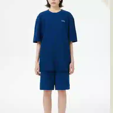 中国李宁 纯色宽松运动短裤 男款 蓝色