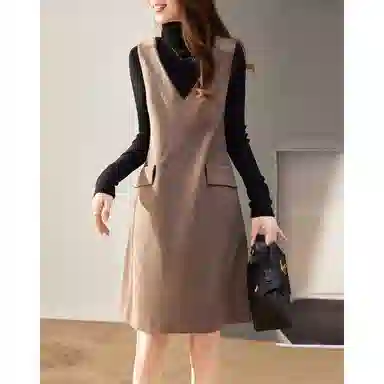 【dme】 纯色气质时尚高级感无袖连衣裙