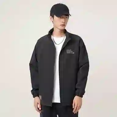 快鱼 美式简约山系户外拼接撞色热熔标织唛休闲立领拉链防水防风机能风暗黑冲锋小香风教练工装时尚百搭宽松长袖夹克外套 男女同款