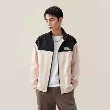 快鱼 美式简约山系户外拼接撞色热熔标织唛休闲立领拉链防水防风机能风暗黑冲锋小香风教练工装时尚百搭宽松长袖夹克外套 男女同款