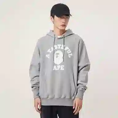 A BATHING APE x JJJJOUND Relaxed Classic College Pullover Hoodie Logo