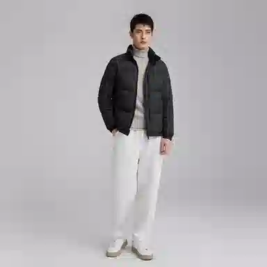 斯巴奴 加厚短款立领纯色保暖面包羽绒服 男款