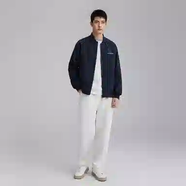 三体 我的三体系列 美式复古简约基础款纯色休闲字母印花宽松百搭开衫高街潮牌时尚学生棒球服工装飞行员夹克外套 男女同款