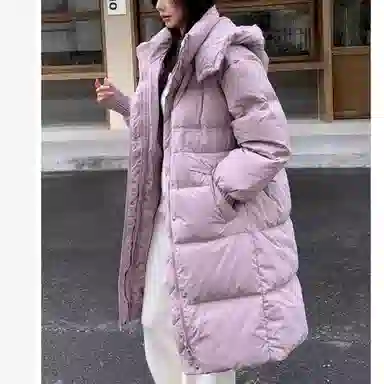 鸭鸭 连帽长款简约羽绒服 女款
