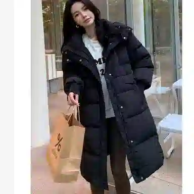 鸭鸭 连帽长款简约羽绒服 女款