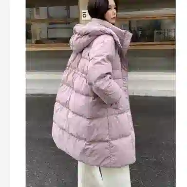 鸭鸭 连帽长款简约羽绒服 女款