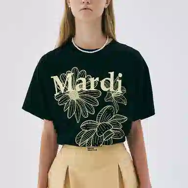 MARDI MERCREDI TSHIRT TRIPLE FLOWER_BLACK LEMON SS25T