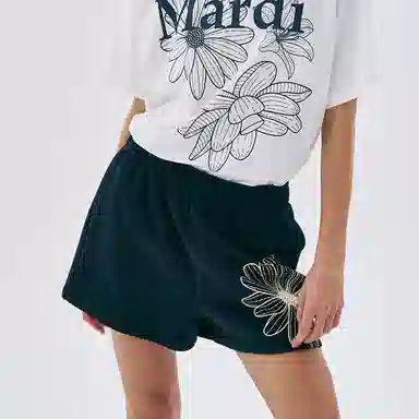 MARDI MERCREDI SS25 SWEAT SHORTS FLOWER_NAVY CREAM