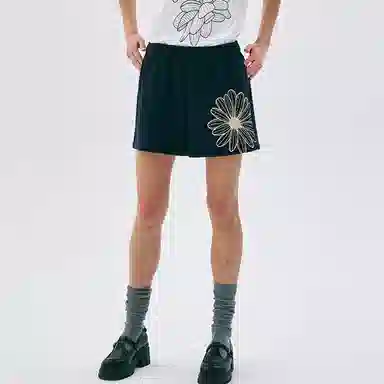 MARDI MERCREDI SS25 SWEAT SHORTS FLOWER_NAVY CREAM