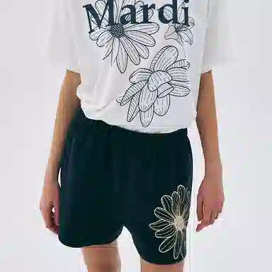 MARDI MERCREDI SS25 SWEAT SHORTS FLOWER_NAVY CREAM