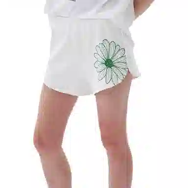 MARDI MERCREDI SS25 MINI SWEAT SHORTS FLOWER_WHITE GREEN