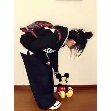 桴生 纯棉美式高街字母贴布刺绣连帽宽松学院风百搭休闲复古时尚特大码卫衣 女款