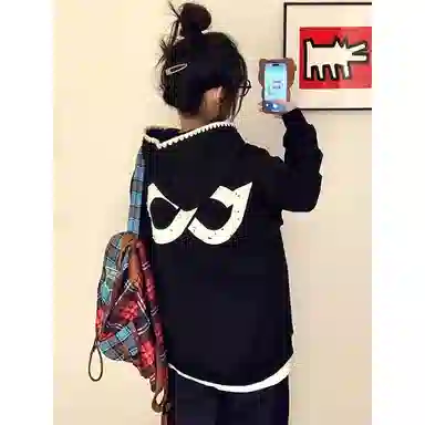 桴生 纯棉美式高街字母贴布刺绣连帽宽松学院风百搭休闲复古时尚特大码卫衣 女款