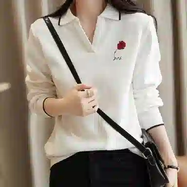 【dme】 休闲纯色翻领长袖卫衣 女款