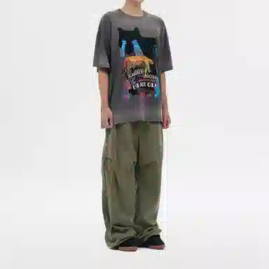 WE11DONE FW23 Cat Graphic T-Shirt Gray