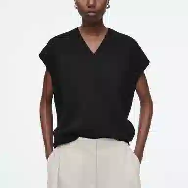 COS V-Neck Knit Vest Black