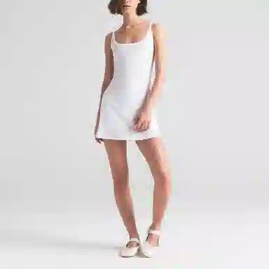 SKIMS SS25 Drop Needle Pointelle Cami Mini Dress Snow