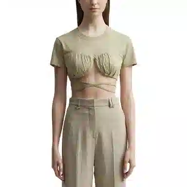 Jacquemus Cropped T-Shirt Brown