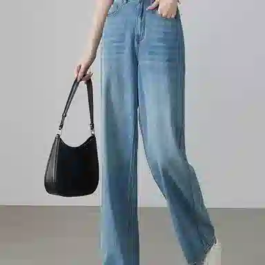 【dme】高腰阔腿牛仔裤 女款 蓝色