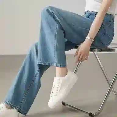 【dme】高腰阔腿牛仔裤 女款 蓝色