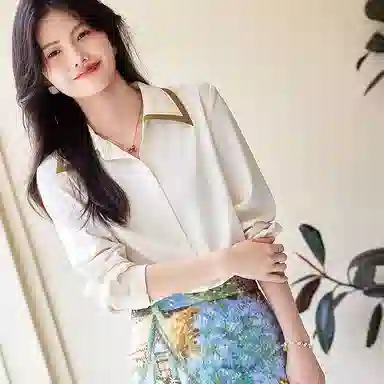 【dme】 纯色休闲长袖衬衫 女款 米白