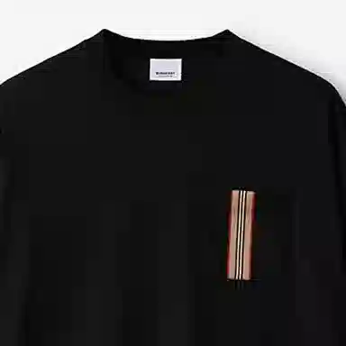 Burberry SS24 Striped Applique Crewneck T-Shirt Black