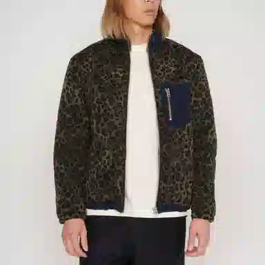 Brain Dead Leopard Zip Jacket Olive