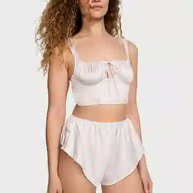 Victoria's Secret DISCOVER Satin Corset Top Shorts SetCW