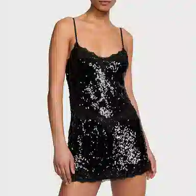 Victoria's Secret PINKVICTORIA'S SECRET Sequin Mini Slip DressBlack V