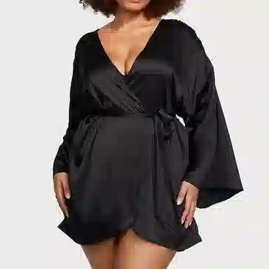 Victoria's Secret Bride Embellished Satin Short RobeBlack