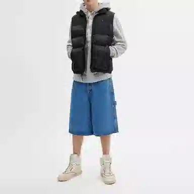 Coach Logo Print Colorblock Down Vest Black