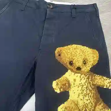Gucci Bear Embroidery Straight Pants