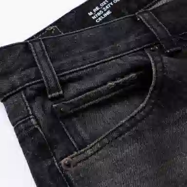 CELINE SS24 Distressed Low-Rise Jeans Black