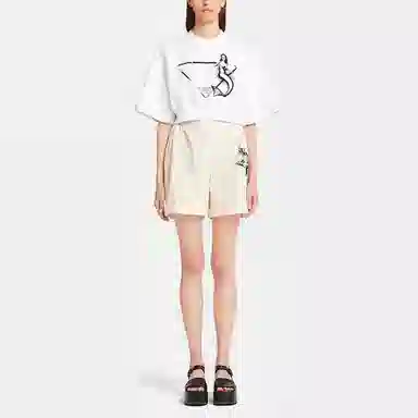 Prada Printed Crewneck T-Shirt White