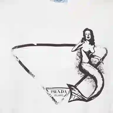 Prada Printed Crewneck T-Shirt White