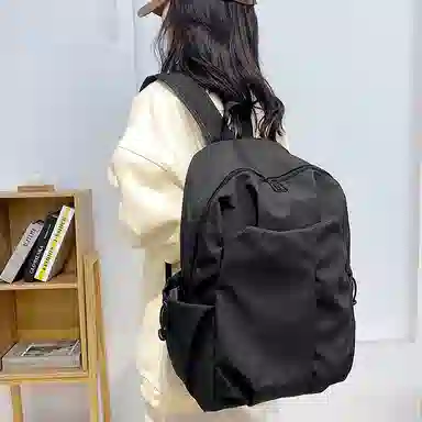 泰克森 韩版休闲简约质感纯色 尼龙 双肩包 男女同款情侣款 多色