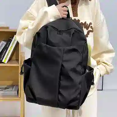 泰克森 韩版休闲简约质感纯色 尼龙 双肩包 男女同款情侣款 多色