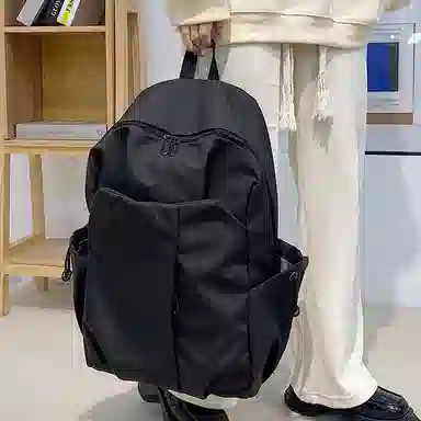 泰克森 韩版休闲简约质感纯色 尼龙 双肩包 男女同款情侣款 多色