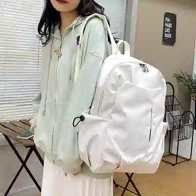 泰克森 韩版休闲简约质感纯色 尼龙 双肩包 男女同款情侣款 多色