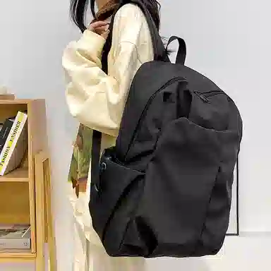 泰克森 韩版休闲简约质感纯色 尼龙 双肩包 男女同款情侣款 多色