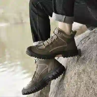 公牛氏邸 牛皮革 保暖耐磨 厚底防滑 工装休闲 中筒 户外靴