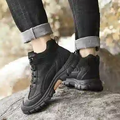 公牛氏邸 牛皮革 保暖耐磨 厚底防滑 工装休闲 中筒 户外靴