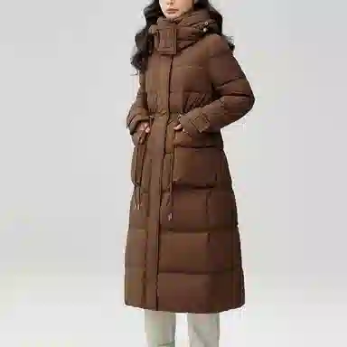 鸭鸭 通勤纯色连帽长袖羽绒服 女款