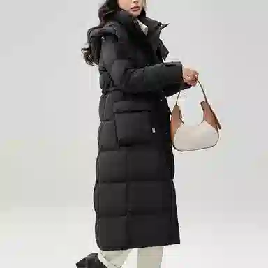 鸭鸭 通勤纯色连帽长袖羽绒服 女款