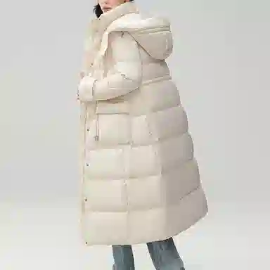 鸭鸭 通勤纯色连帽长袖羽绒服 女款