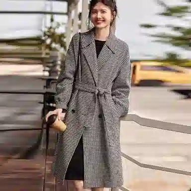 【dme】 简约格纹休闲大衣 女款 黑色