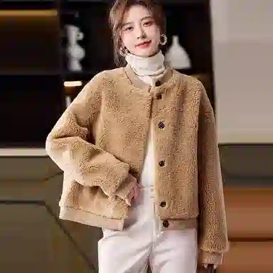 【dme】 时尚立领保暖大衣 女款 浅咖啡色