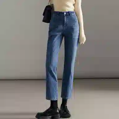 【dme】 高腰显瘦直筒牛仔裤 女款 牛仔蓝